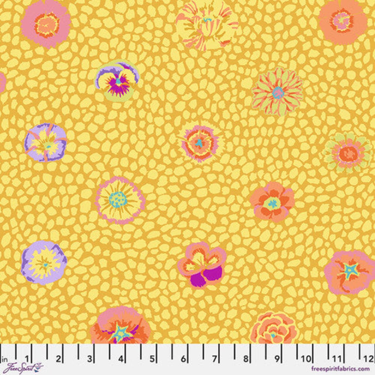 Fabric FreeSpirit Kaffe Fassett Gold Guinea Flower by the Quarter Yard GP59.GOLDX